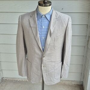 1950S PS Northcool Beige Blue White Flecked‎ Weave 39 R Mens Sport Coat VTG RARE